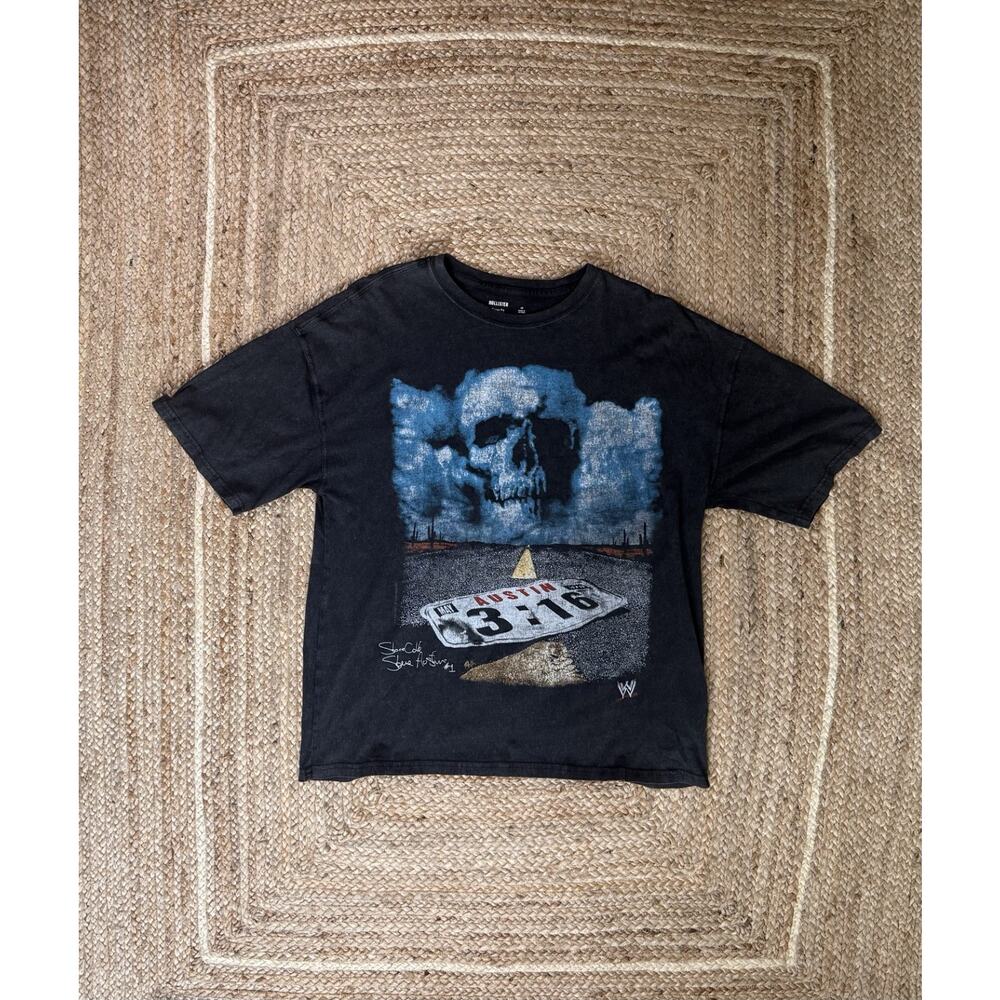 Mens Black Hollister Stone Cold Medium Baggy Fit T-Shirt